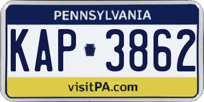 PA license plate KAP3862