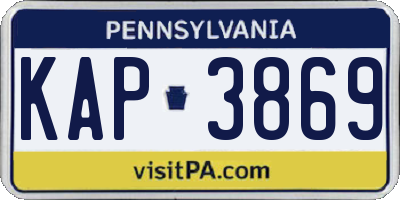 PA license plate KAP3869