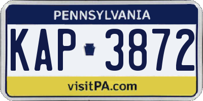 PA license plate KAP3872
