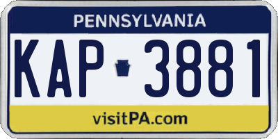 PA license plate KAP3881