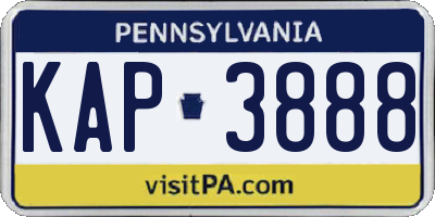PA license plate KAP3888