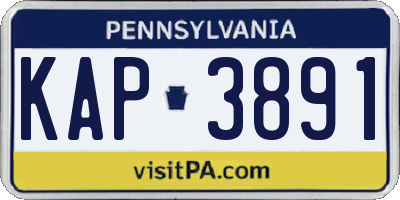 PA license plate KAP3891