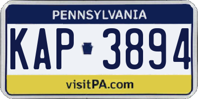 PA license plate KAP3894