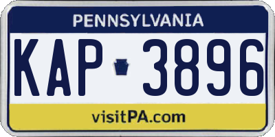 PA license plate KAP3896