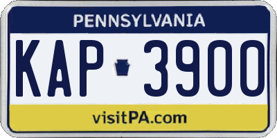PA license plate KAP3900