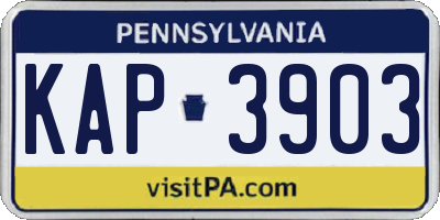 PA license plate KAP3903