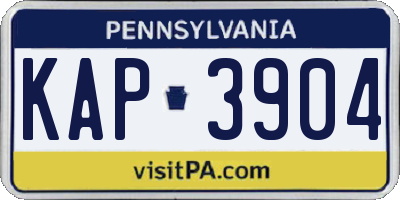 PA license plate KAP3904