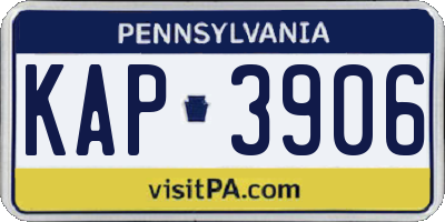 PA license plate KAP3906
