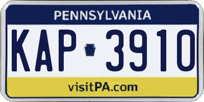 PA license plate KAP3910