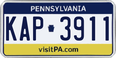 PA license plate KAP3911