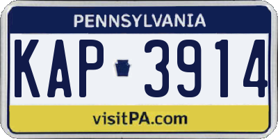 PA license plate KAP3914