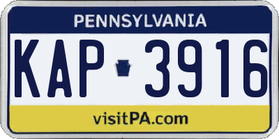 PA license plate KAP3916