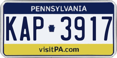 PA license plate KAP3917