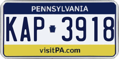 PA license plate KAP3918