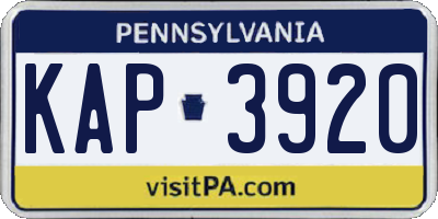 PA license plate KAP3920