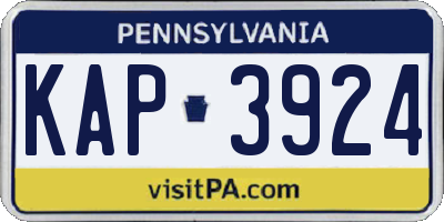 PA license plate KAP3924