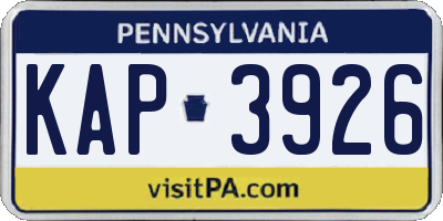 PA license plate KAP3926