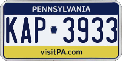 PA license plate KAP3933