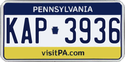 PA license plate KAP3936