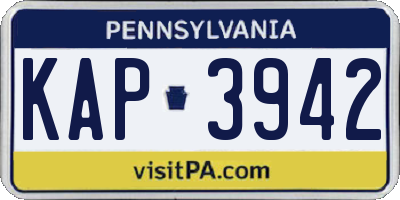 PA license plate KAP3942