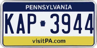PA license plate KAP3944
