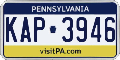 PA license plate KAP3946