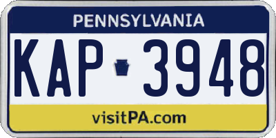 PA license plate KAP3948