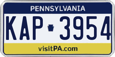 PA license plate KAP3954