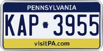 PA license plate KAP3955