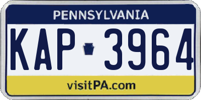 PA license plate KAP3964