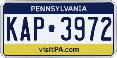 PA license plate KAP3972
