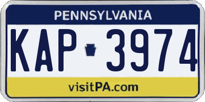 PA license plate KAP3974