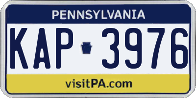 PA license plate KAP3976