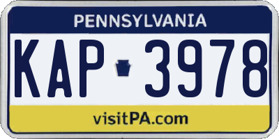PA license plate KAP3978