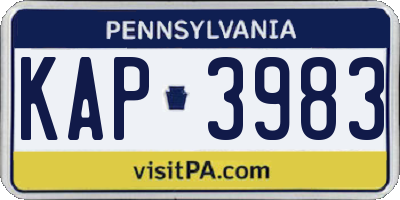 PA license plate KAP3983