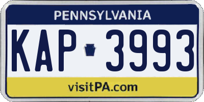 PA license plate KAP3993