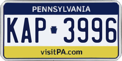 PA license plate KAP3996