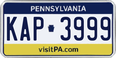 PA license plate KAP3999
