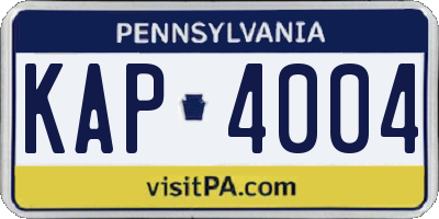 PA license plate KAP4004