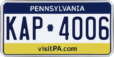 PA license plate KAP4006