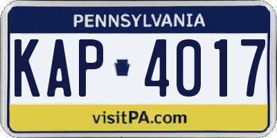 PA license plate KAP4017