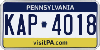 PA license plate KAP4018