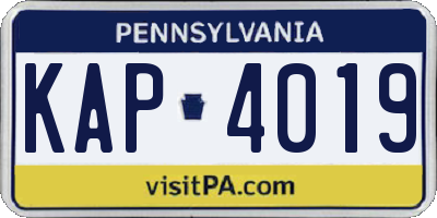PA license plate KAP4019