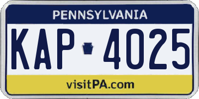 PA license plate KAP4025
