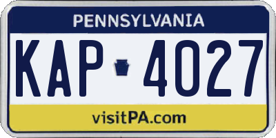 PA license plate KAP4027