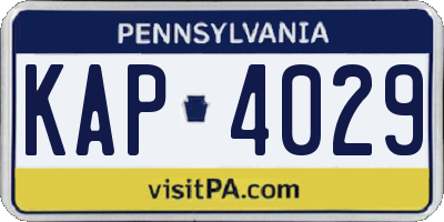 PA license plate KAP4029