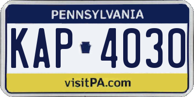 PA license plate KAP4030