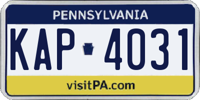 PA license plate KAP4031