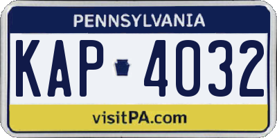PA license plate KAP4032