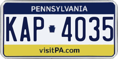 PA license plate KAP4035